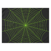 Schwarz-Neon-Grün-Spinnennetz Halloween-Muster Tischdecke (Vorderseite (Horizontal))
