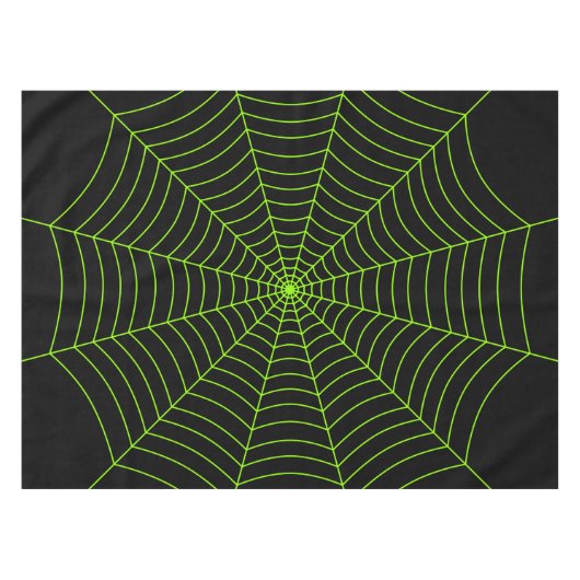 Schwarz-Neon-Grün-Spinnennetz Halloween-Muster Tischdecke (Vorderseite (Horizontal))