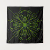 Schwarz-Neon-Grün-Spinnennetz Halloween-Muster Wandteppich (Vorderseite)