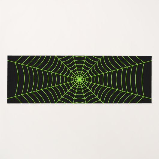 Schwarz-Neon-Grün-Spinnennetz Halloween-Muster Yogamatte (Vorderseite (Horizontal))
