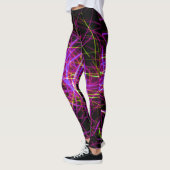 Schwarz-Neon-Leggings Lila Rosa und Gelb Leggings (Links)
