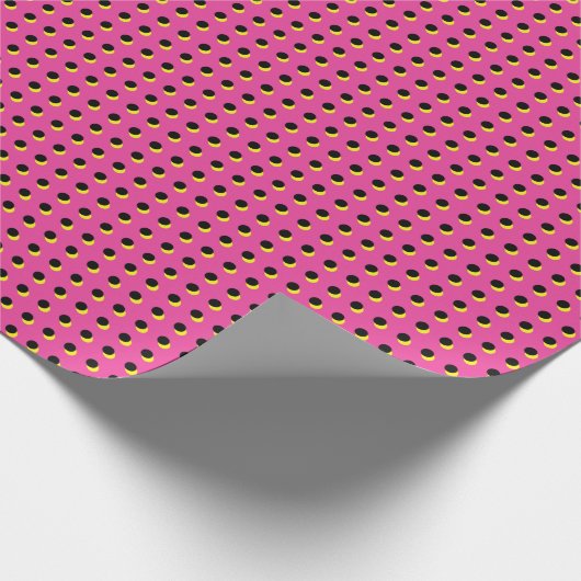 Schwarz-Neon-Pink-Dots-Muster der 80er/90er Jahre Geschenkpapier (Ecke)