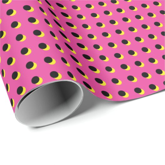 Schwarz-Neon-Pink-Dots-Muster der 80er/90er Jahre Geschenkpapier (Rolleneckpunkt)