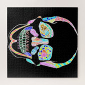 Schwarz-Neon-Schädelpuzzle Puzzle (Horizontal)