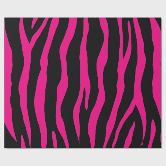 Schwarz-Neonrosa-Zebra-Muster Geschenkpapier (Flach)