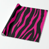 Schwarz-Neonrosa-Zebra-Muster Geschenkpapier (Ungerollt)