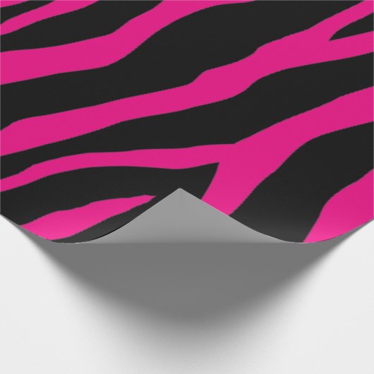 Schwarz-Neonrosa-Zebra-Muster Geschenkpapier (Ecke)