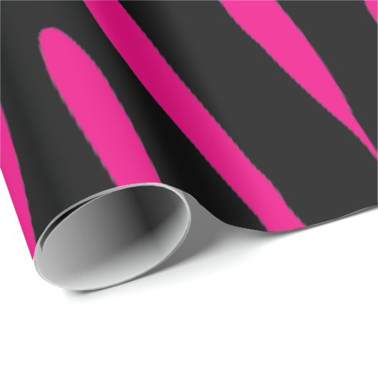 Schwarz-Neonrosa-Zebra-Muster Geschenkpapier (Rolleneckpunkt)