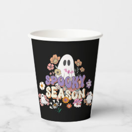 Schwarz-niedlicher Ghost-Halloween-Party Papiertas Pappbecher