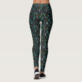 Schwarz Niedlicher Weihnachtsbaum Print Leggings (Rückseite)