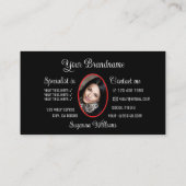 Schwarz Niedliches Rotes Herz Chic mit Monogramm u Visitenkarte (Rückseite)