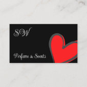 Schwarz Niedliches Rotes Herz Chic mit Monogramm u Visitenkarte (Vorderseite)