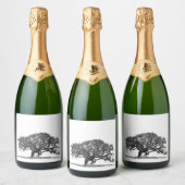 SCHWARZ-OAK-BAUM SCHAUMWEINETIKETT (Flaschen)