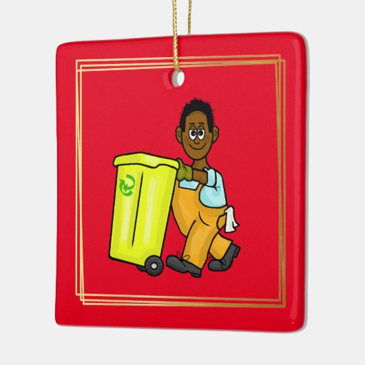 Schwarz oder afroamerikanischer Garbage Man Orname Keramikornament (Links)
