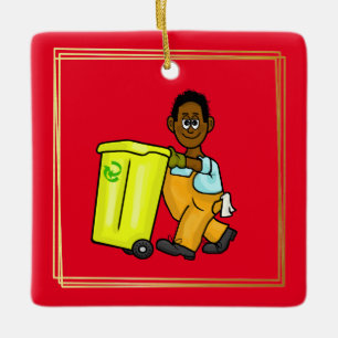 Schwarz oder afroamerikanischer Garbage Man Orname Keramikornament