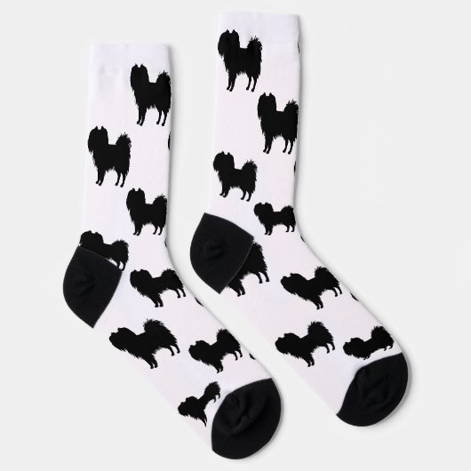 Schwarz (oder andere Farbe) Phalène Niedlich Hunde Socken (Rechts)