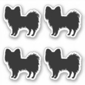 Schwarz (oder andere Silhouette) Papillon Dog Aufkleber (Vorderseite)