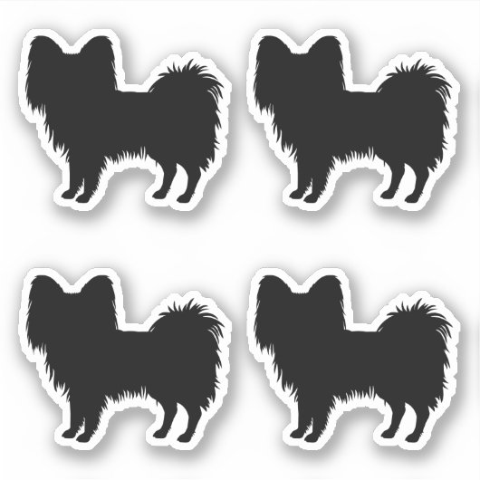 Schwarz (oder andere Silhouette) Papillon Dog Aufkleber (Vorderseite)