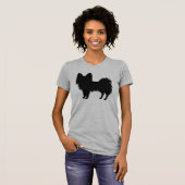 Schwarz (oder andere Silhouette) Papillon Dog T-Shirt (Vorne ganz)