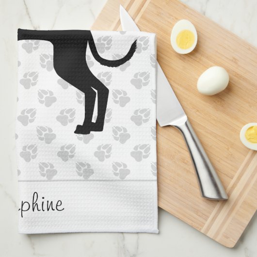 Schwarz (oder eine andere Farbe) Iggy-Silhouette u Geschirrtuch (Viertel Falte)