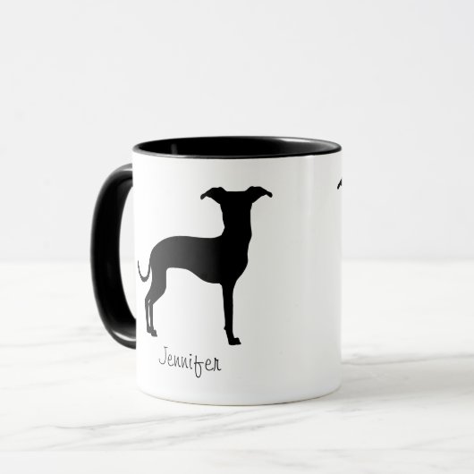 Schwarz (oder eine andere Farbe) Iggy-Silhouette u Tasse (Vorderseite Links)