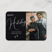 Schwarz oder Grau. Firmenlogo, Foto und Gruß Visitenkarte (Vorderseite)