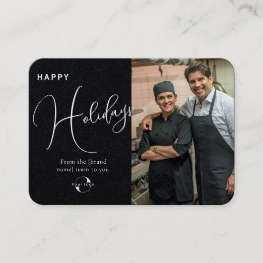 Schwarz oder Grau. Firmenlogo, Foto und Gruß Visitenkarte (Vorderseite)