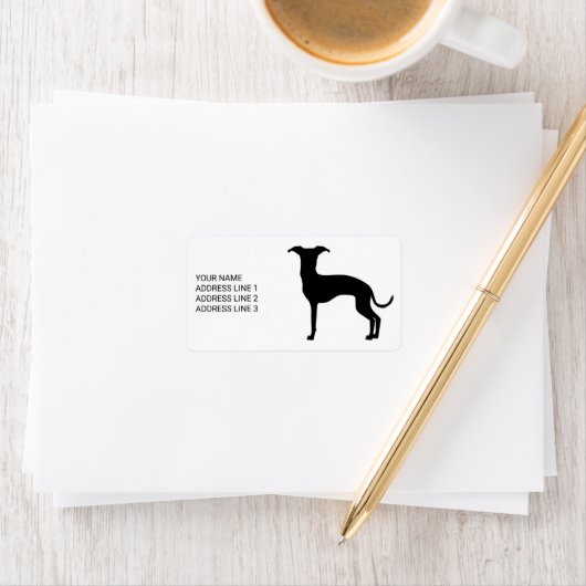 Schwarz (oder Ihre Farbe) Iggy-Silhouette mit Text Adressaufkleber (Insitu)