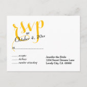 Schwarz oder JEDE FARBCursive UAWG Hochzeitsreakti Einladungspostkarte (Rückseite)