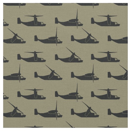 Schwarz Olive Green V-22 Osprey Side View Muster Stoff (Nahaufnahme)