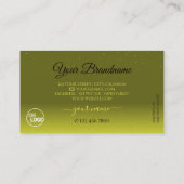 Schwarz-Olive-Grün-Gelb-Zierschmuck-Logo hinzufüge Visitenkarte (Rückseite)