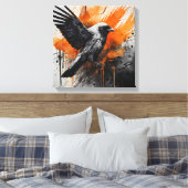 Schwarz-Orange Abstrakt Bird Watercolor Wand Kunst (Insitu (Schlafzimmer))