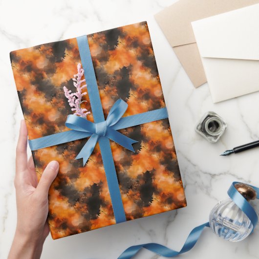 Schwarz & Orange Abstrakt Geschenkpapier (Schenken)