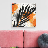 Schwarz Orange Abstrakte Feder Wasserfarbene Wand  Leinwanddruck (Insitu (Wohnzimmer))