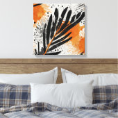 Schwarz Orange Abstrakte Feder Wasserfarbene Wand  Leinwanddruck (Insitu (Schlafzimmer))