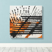Schwarz Orange Abstrakte Watercolor Wand Kunst (Insitu (Holzboden))