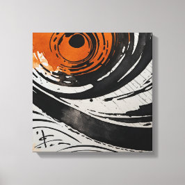 Schwarz Orange Abstrakte Watercolor Wand Kunst
