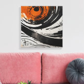 Schwarz Orange Abstrakte Watercolor Wand Kunst (Insitu (Wohnzimmer))