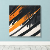 Schwarz Orange Abstrakte Watercolor Wand Kunst (Insitu (Holzboden))