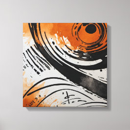 Schwarz Orange Abstrakte Watercolor Wand Kunst
