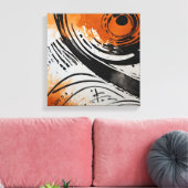Schwarz Orange Abstrakte Watercolor Wand Kunst (Insitu (Wohnzimmer))