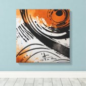 Schwarz Orange Abstrakte Watercolor Wand Kunst (Insitu (Holzboden))