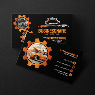 Schwarz, Orange Auto-Detailing Autoreparatur Autom Visitenkarte