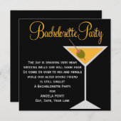 Schwarz-Orange-Bachelorette Einladung (Vorne/Hinten)