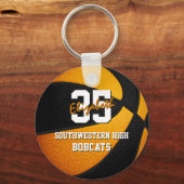 Schwarz-Orange-Basketball-Mannschaftsfarben Schlüsselanhänger (Vorderseite)
