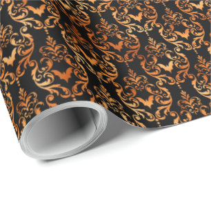 Schwarz-Orange-Bat-Toile Halloween Geschenkpapier