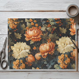 Schwarz-Orange-Blumen Seidenpapier