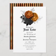 Schwarz-Orange-Blumengotik Einladung zur Hochzeit
