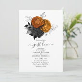 Schwarz-Orange-Blumengotik Einladung zur Hochzeit (Stehend Vorderseite)