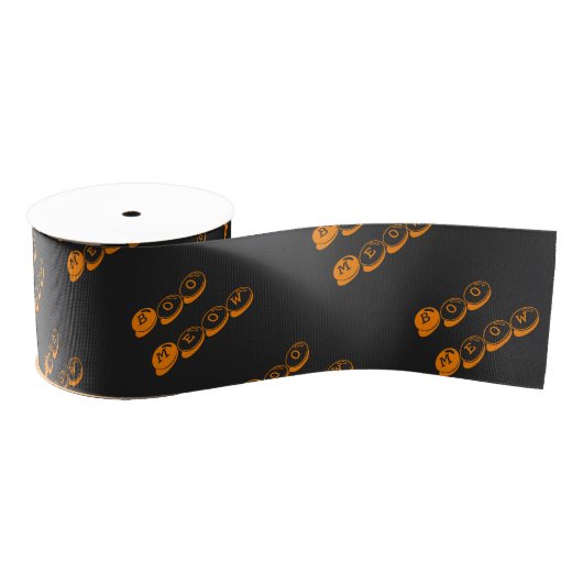 Schwarz-Orange-Boo-Typografie-Muster Halloween Ripsband (Spule)